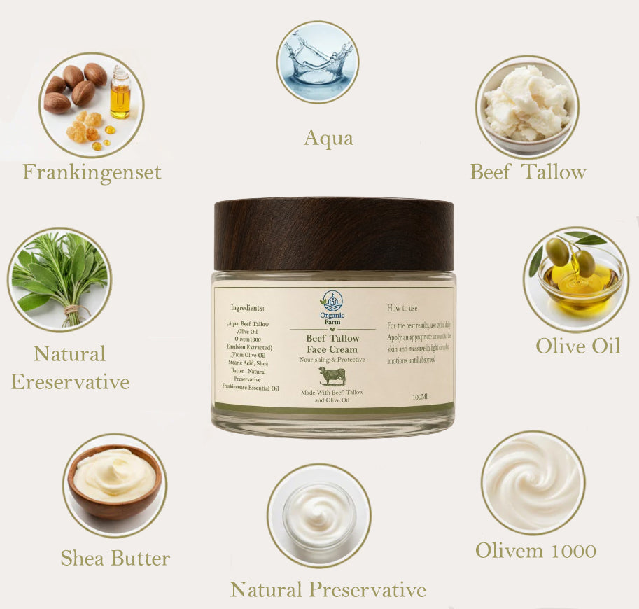 Beef tallow face cream 100 grams كريم الوجه بالشحم البقري