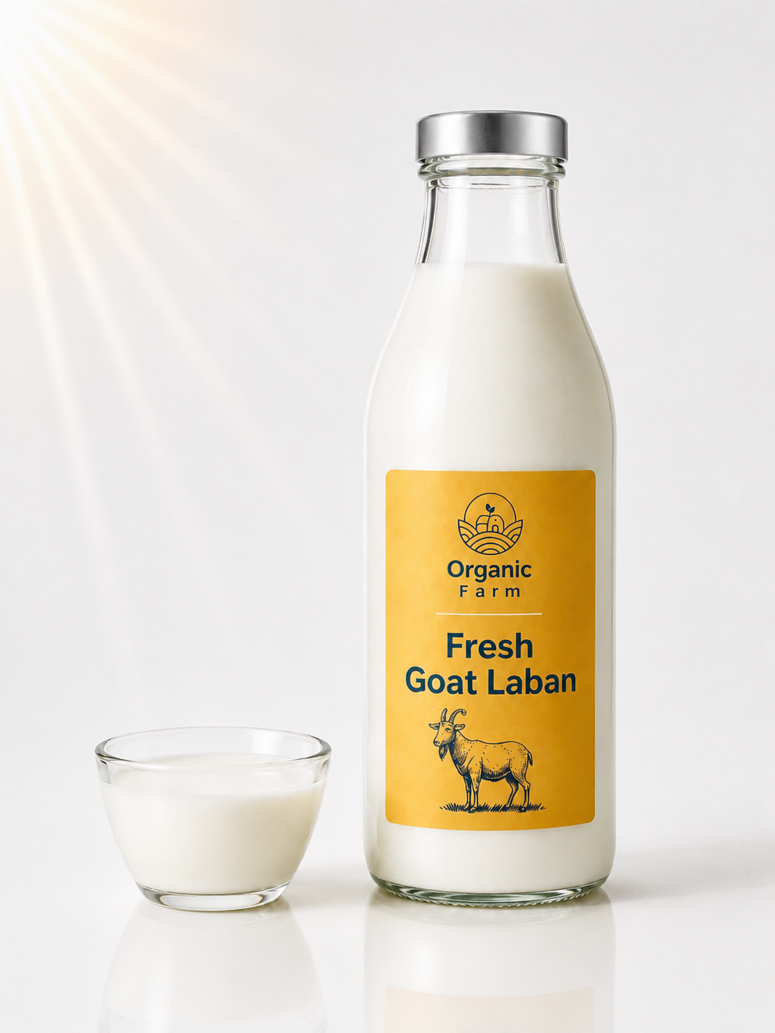 Fresh Goat Laban 1 Litre (Naturally A2) (Glass Bottle) | لبن ماعز طازج ١ لتر (عبوة زجاجية)