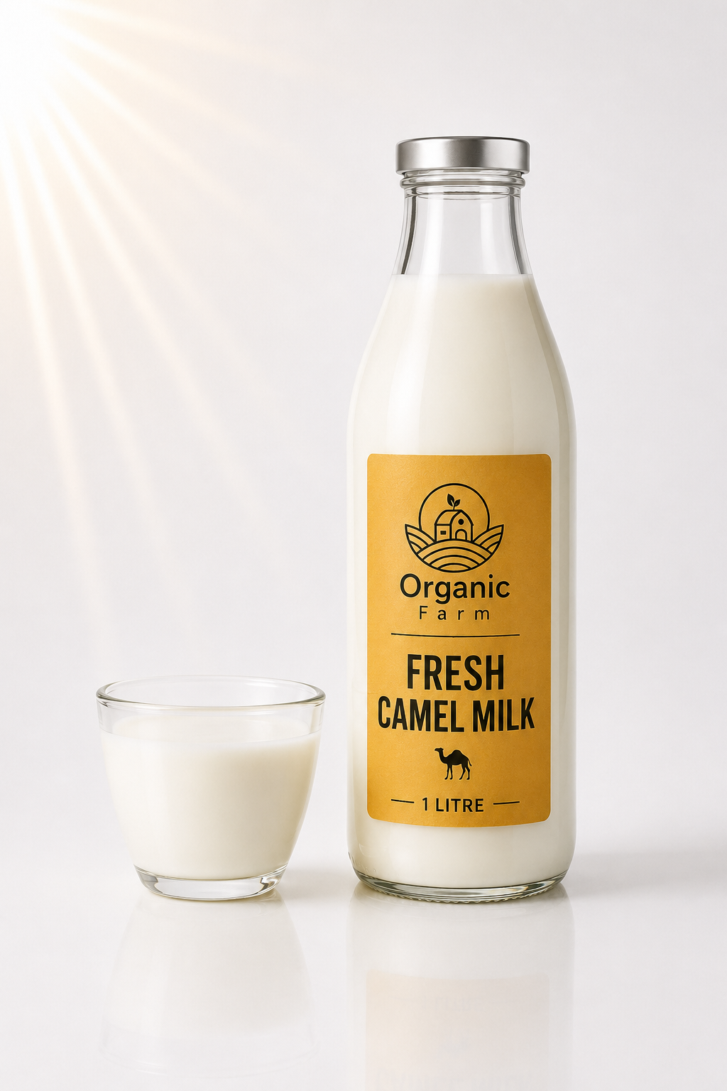 Fresh Camel Milk 1 Litre (Glass Bottle) | حليب إبل طازج ١ لتر (عبوة زجاجية)