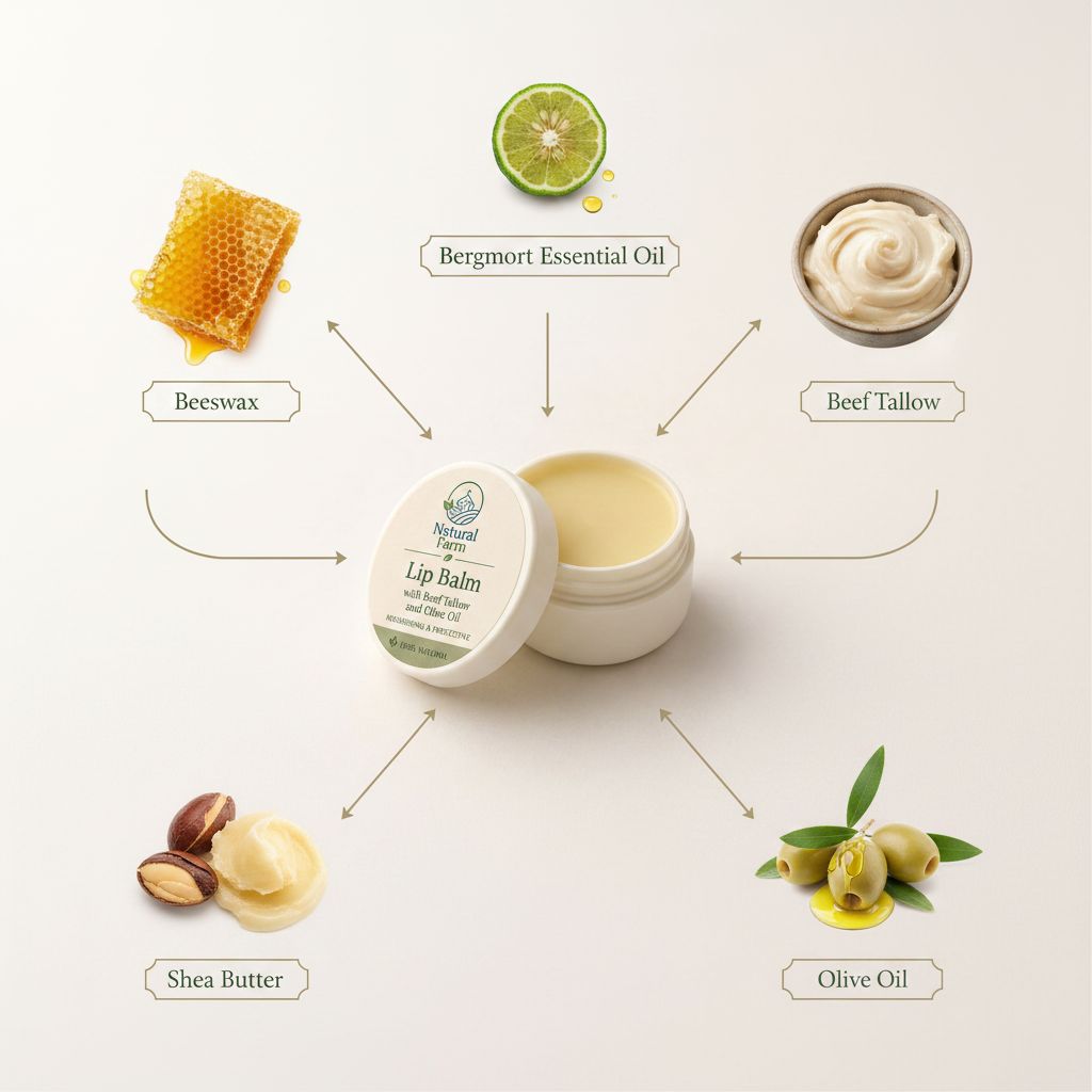 Lip balm with beef tallow and olive oil 25 grams مرطب شفاه بالشحم البقري وزيت الزيتون