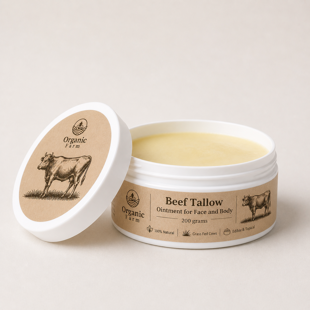 Beef tallow ointment for face and body 200 grams مرهم الشحم البقري للوجه  والجسم