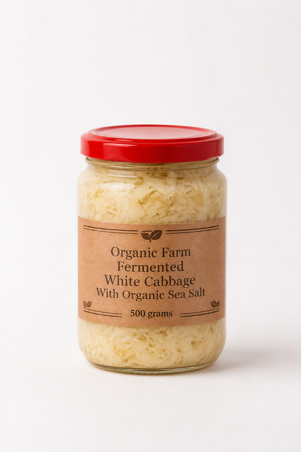 مخمر الملفوف الأبيض بالملح البحري العضوي 500 grams Fermented white cabbage with organic sea salt