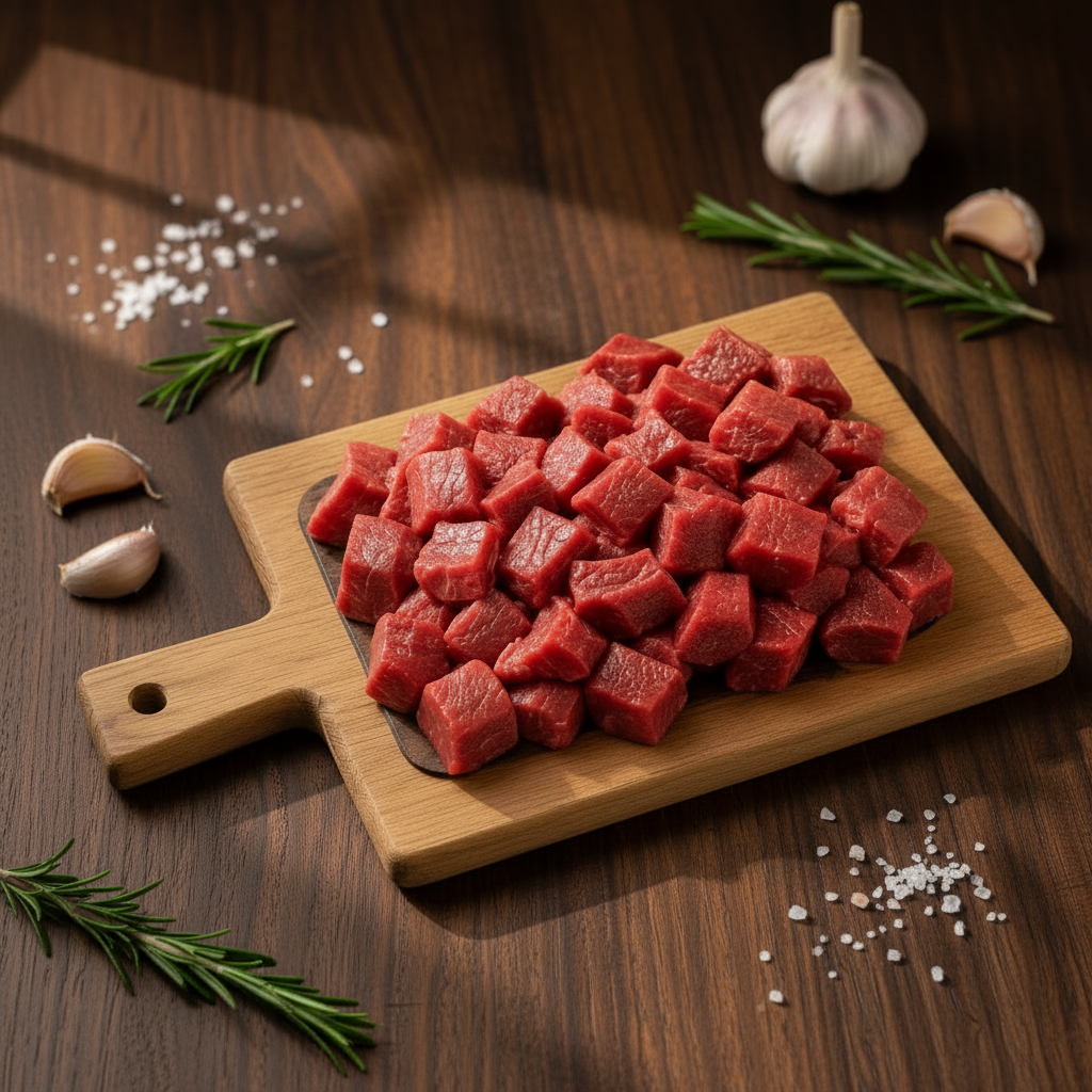Fresh grass fed Kuwaiti beef  Cubes 500 grams مكعبات لحم عجل كويتي طازجة