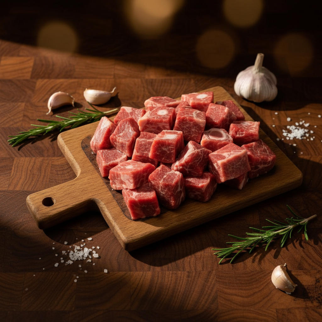 Fresh grass fed Kuwaiti beef cuts with bone 500 grams قطع لحم العجل الكويتي مع العظم
