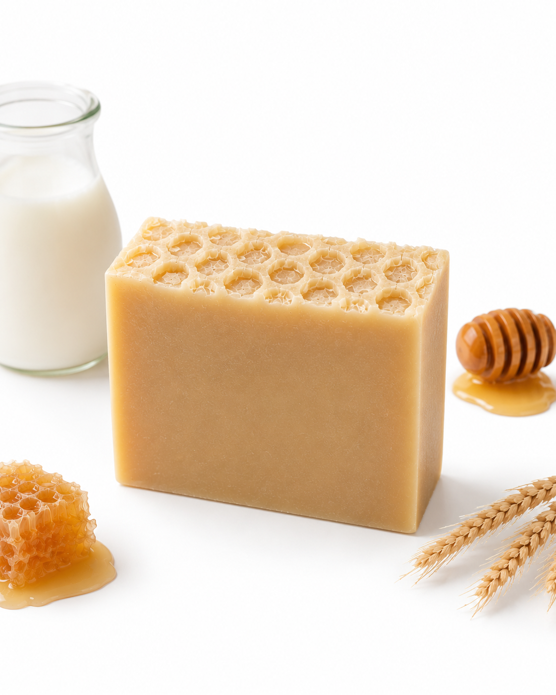 Natural soap bar with camel milk, Kuwaiti honey sidr and beef tallow صابون صلب من الشحم البقري وحليب الابل وعسل السدر الكويتي