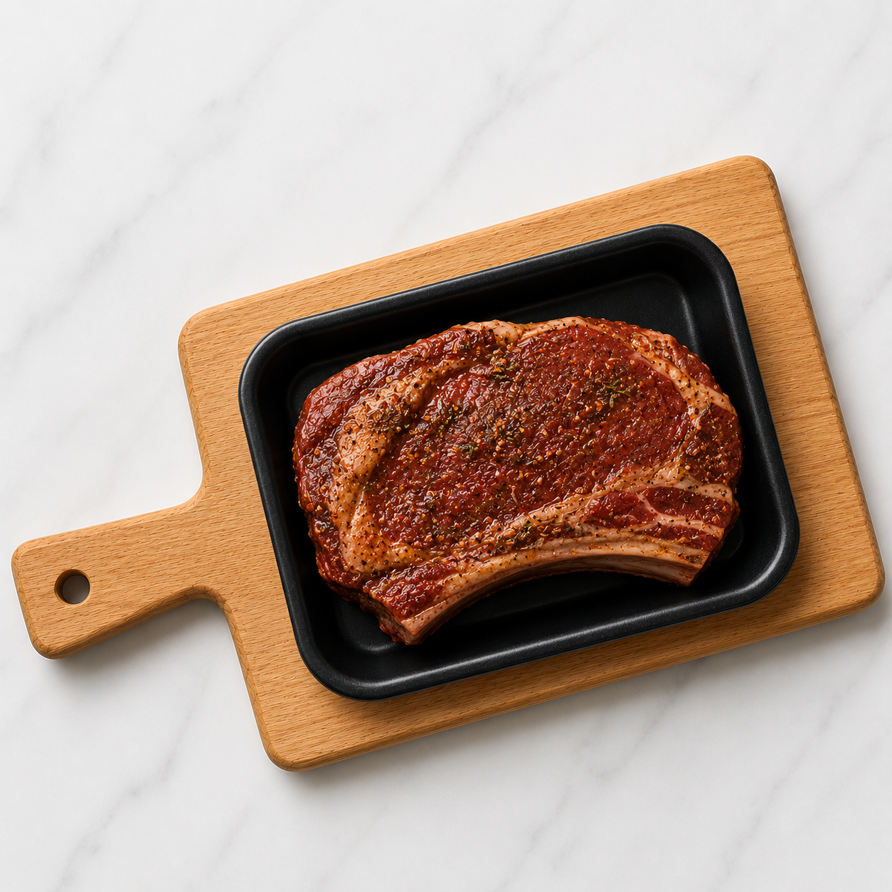 Premium Fresh Grass-Fed Beef Ribeye Steak 200 grams ستيك ريب آي متبل جاهز طازج