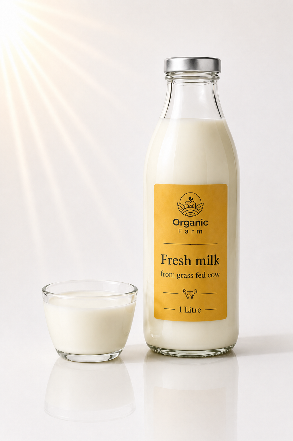 Fresh Milk from Grass-Fed Cows 1 Litre (Glass Bottle) | حليب بقري طازج ١ لتر (عبوة زجاجية)