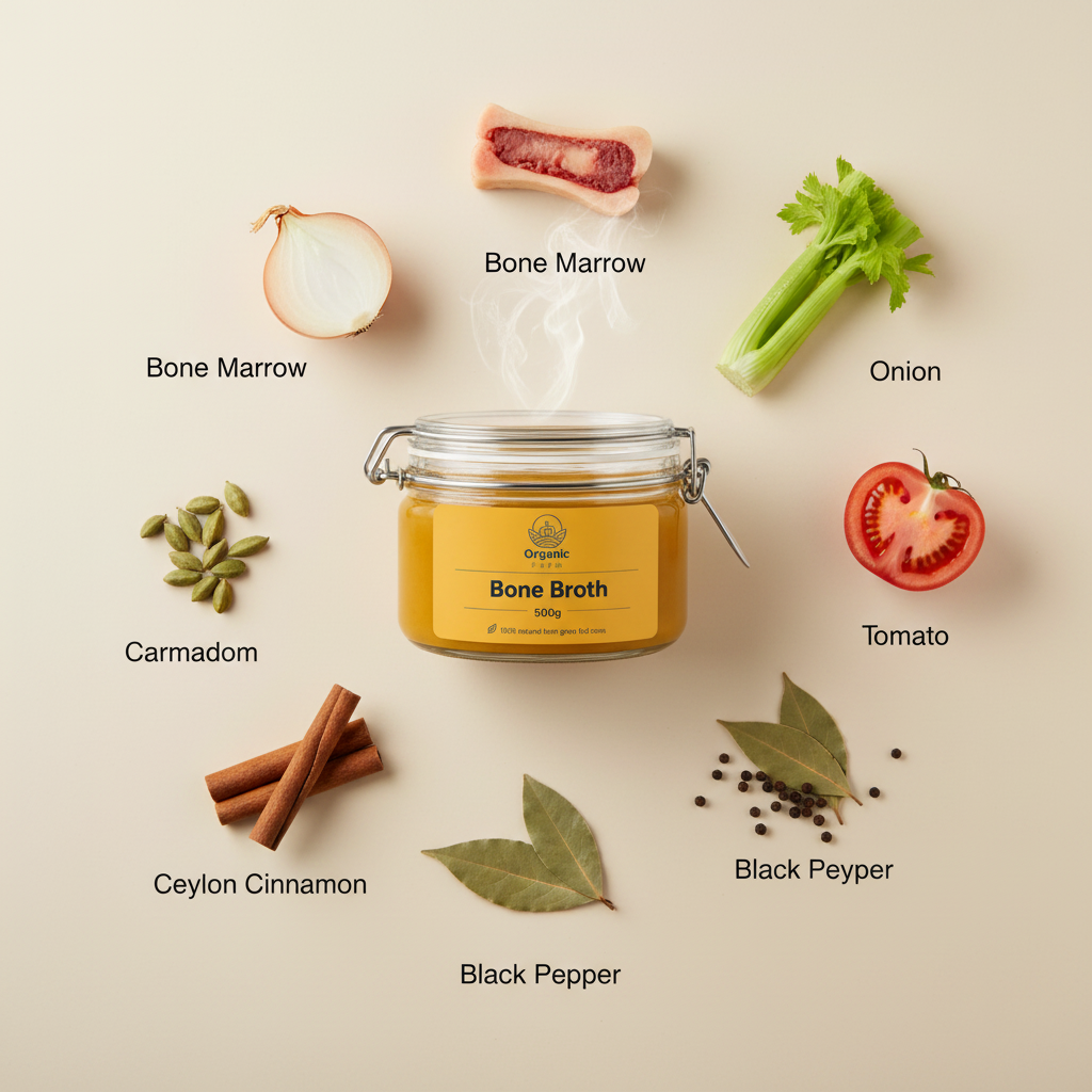 Bone broth natural 100% from grass fed cows مرق العظم الطبيعي 500 grams